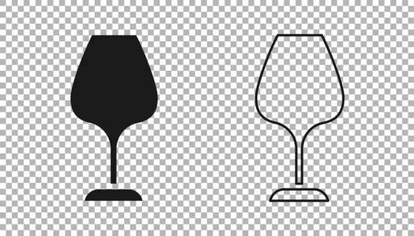 Schwarzweinglas-Symbol isoliert auf transparentem Hintergrund. Weinglasschild. Vektor — Stockvektor
