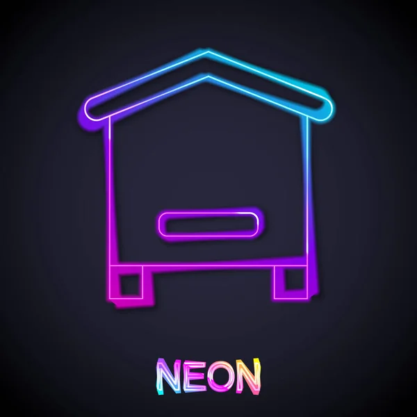 Ragyogó neon vonal Kaptár méhek ikon elszigetelt fekete alapon. Méhkas szimbólum. Méhészet és méhészet. Édes természetes étel. Vektor — Stock Vector