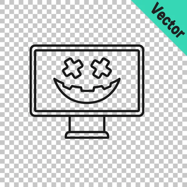 Linha preta ícone feliz feriado Halloween isolado em fundo transparente. Vetor — Vetor de Stock