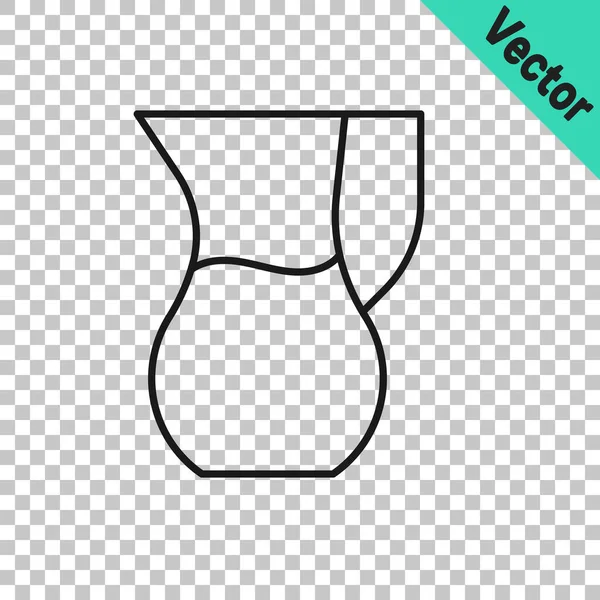 Black line Jug glass with water icon isolated on transparent background. Kettle for water. Glass decanter with drinking water. Vector — Stock Vector