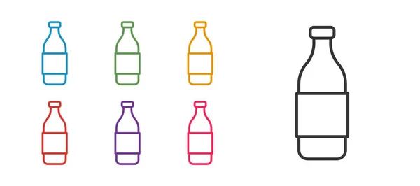 Definir linha Garrafa de ícone de vinho isolado no fundo branco. Definir ícones coloridos. Vetor — Vetor de Stock