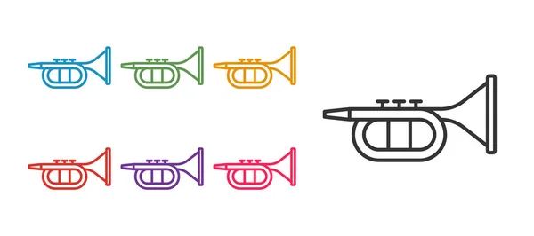 Ställ linje Trumpet ikon isolerad på vit bakgrund. Musikinstrument. Ställ ikoner färgglada. Vektor — Stock vektor