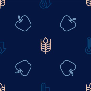 Termometre, Elma ve Buğday hattını kusursuz desene ayarlayın. Vektör