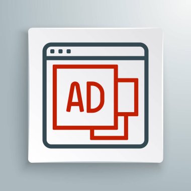 Satır Reklam simgesi beyaz arkaplanda izole edildi. Pazarlama ve tanıtım süreci kavramı. İlgili reklamlar. Sosyal medya reklamcılığı. Renkli taslak konsepti. Vektör