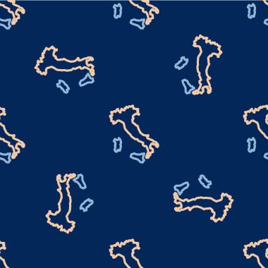 İtalya 'nın Çizgi Haritası simgesi mavi arkaplandaki kusursuz deseni izole etti. Vektör