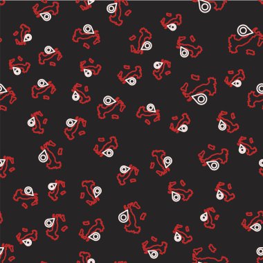 İtalya 'nın Çizgi Haritası simgesi siyah arkaplanda kusursuz desen izole etti. Vektör