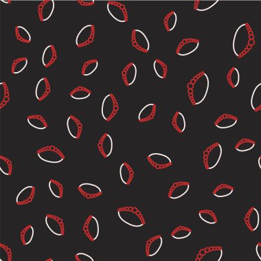 Çizgi inci kolye ikonu siyah arkaplanda izole edilmiş kusursuz desen. Vektör