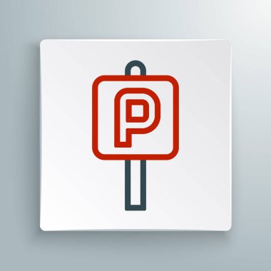 Beyaz arkaplanda çizgi park simgesi izole edildi. Sokak tabelası. Renkli taslak konsepti. Vektör