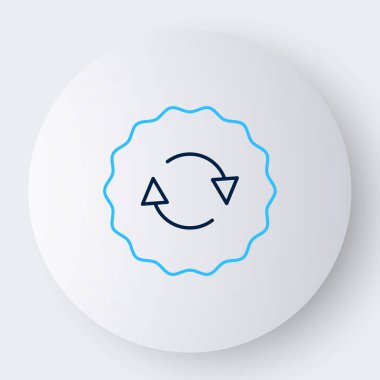 Beyaz arkaplanda izole edilmiş satır geri dönüşüm simgesi simgesi. Dairesel ok simgesi. Çevre geri dönüşümü yeşile döner. Renkli taslak konsepti. Vektör