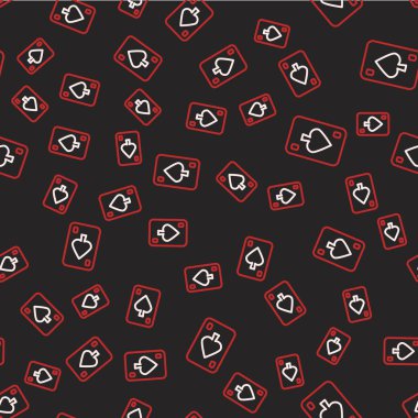 Çizgi Oynama Kart simgesi siyah arkaplanda izole edilmiş kusursuz desen. Kumarhane kumarı. Vektör