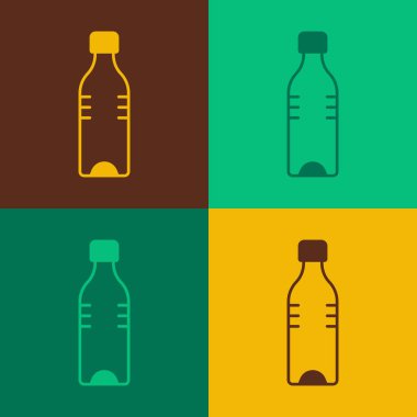 Renkli arka planda izole edilmiş bir şişe su ikonu. Soda su içme tabelası. Vektör