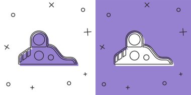 Slayt oyun alanı simgesini beyaz ve mor arkaplanda izole et. Çocuklar kayar. Vektör