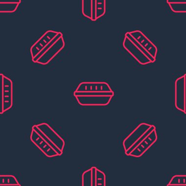 Kırmızı çizgi beslenme kutusu simgesi siyah arkaplanda izole edilmiş. Vektör