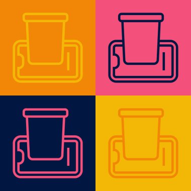 Mobil ikona sipariş edilen Pop Art Line Food renkli arka planda izole edilmiş. Cep telefonuyla sipariş verin. Restoran yemek teslimatı konsepti. Vektör