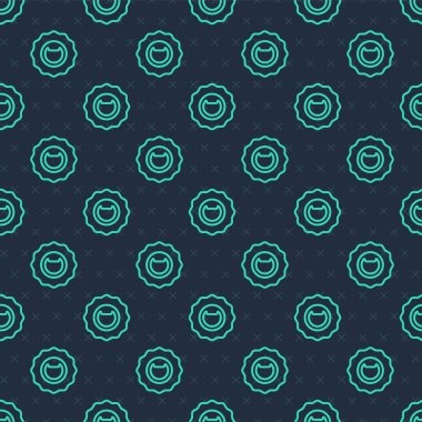 Yeşil çizgi şişe açacağı simgesi mavi arkaplanda izole edilmiş pürüzsüz desen. Vektör