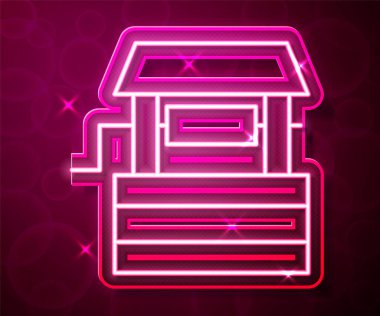 Parlayan neon hattı kırmızı arkaplanda izole edilmiş bir simge. Vektör