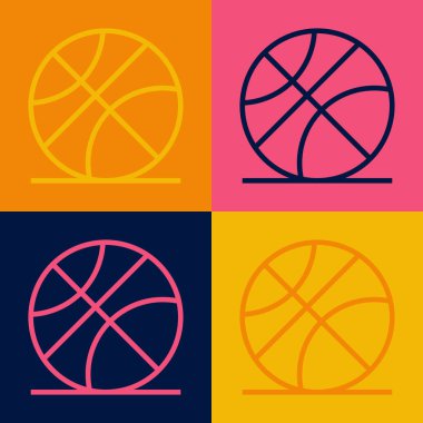 Pop Art Line basketbol topu ikonu renk arkaplanında izole edildi. Spor sembolü. Vektör