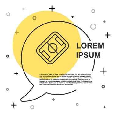 Siyah çizgi futbol ya da futbol sahası ikonu beyaz arka planda izole edilmiş. Rastgele dinamik şekiller. Vektör