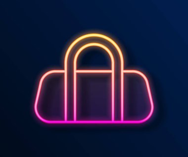 Parlayan neon hattı spor poşeti simgesi siyah arkaplanda izole edildi. Vektör