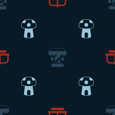 Cazibe atlıkarıncasını ve mantar evini pürüzsüz desene ayarlayın. Vektör