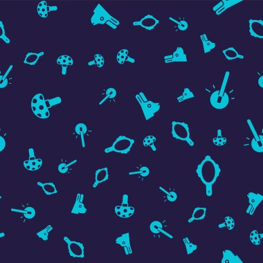 Psilocybin mantarı, sihirli değnek, kulaklı tavşan ve el aynasını kusursuz desene ayarlayın. Vektör