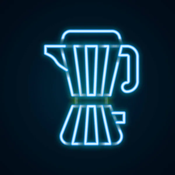 Glowing Neon Line Coffee Maker Moca Pot Icon Isolated Black — Stock Vector