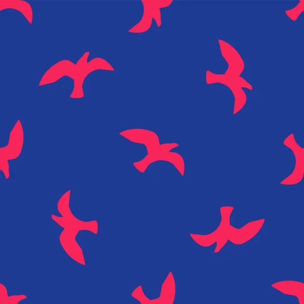 Ікона Червоного Птаха Виявила Синьому Тлі Безшовний Візерунок Вектор — стоковий вектор