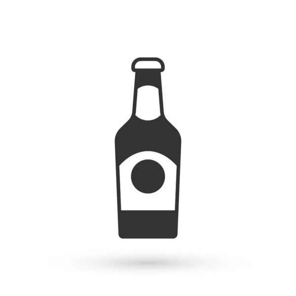 Grijs Bierflesje Pictogram Geïsoleerd Witte Achtergrond Vector — Stockvector