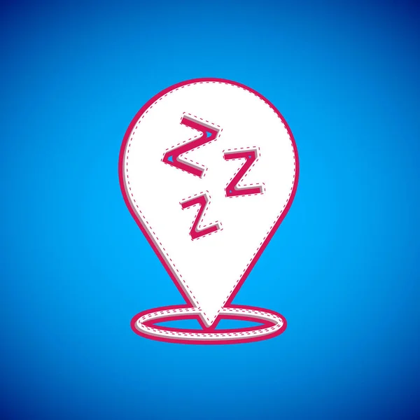 White Sleepy Icon Isolated Blue Background Sleepy Zzz Talk Bubble — Stock Vector