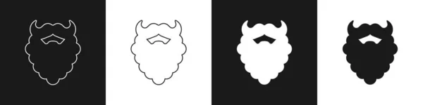 Set Icono Bigote Barba Aislado Sobre Fondo Blanco Negro Símbolo — Vector de stock