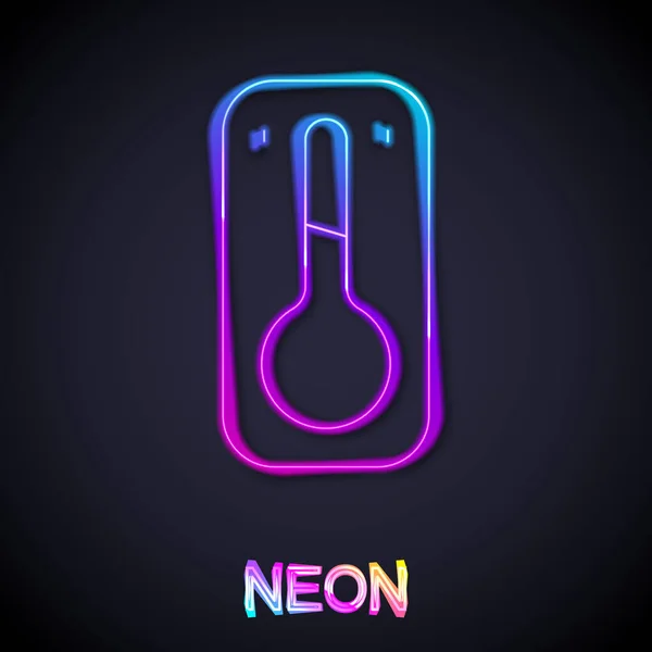 Glowing Neon Line Coffee Thermometer Icon Isolated Black Background Vector — Stock Vector