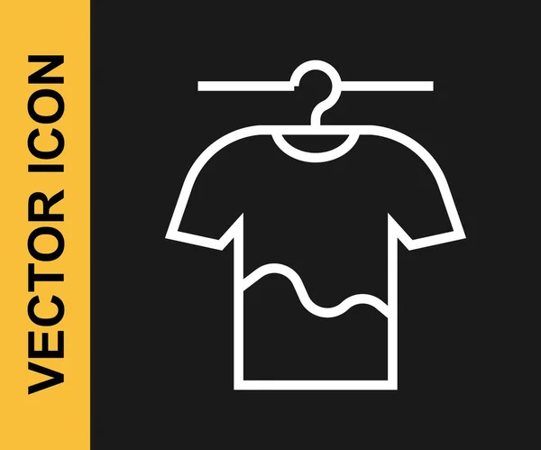 Ligne Blanche Séchage Des Vêtements Icône Isolée Sur Fond Noir — Image vectorielle