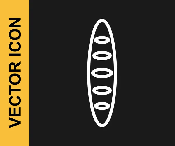 Белая Линия Французского Багета Икона Хлеба Изолированы Черном Фоне Вектор — стоковый вектор