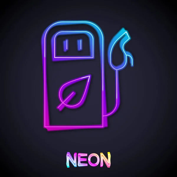 Leuchtendes Neon Line Tankstellensymbol Isoliert Auf Schwarzem Hintergrund Kraftstoffsymbol Für — Stockvektor