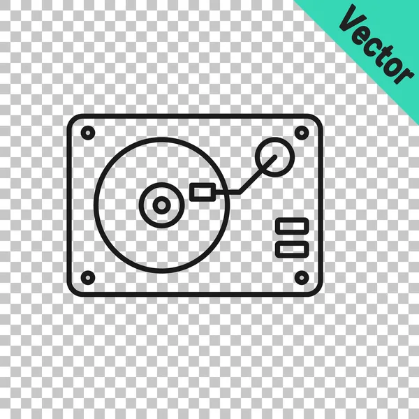 Ligne Noire Lecteur Vinyle Avec Une Icône Disque Vinyle Isolé — Image vectorielle