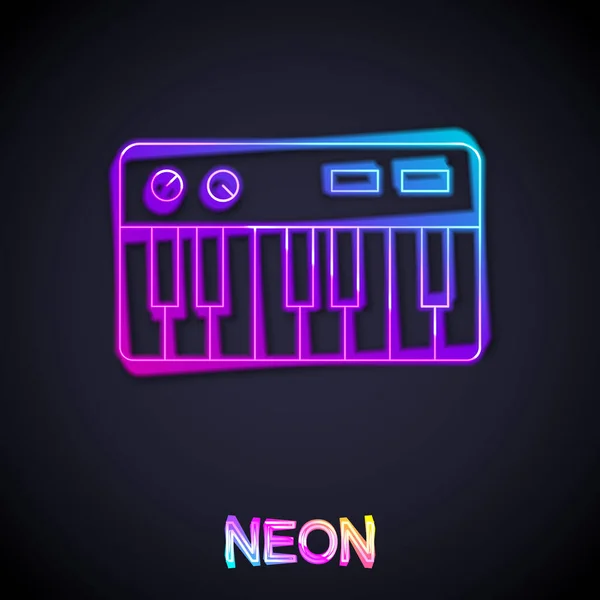 Leuchtendes Neon Line Musik Synthesizer Symbol Isoliert Auf Schwarzem Hintergrund — Stockvektor