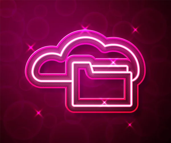 Gloeiende Neon Lijn Cloud Online Bibliotheek Pictogram Geïsoleerd Rode Achtergrond — Stockvector