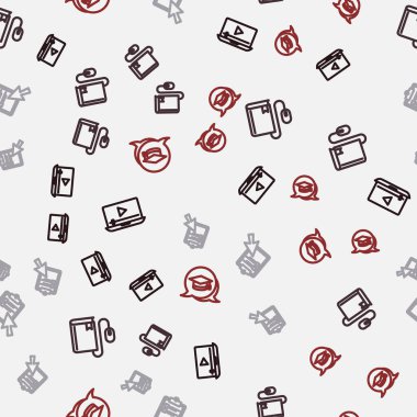 Çevrimiçi oyun videosu ayarla, Fare, quiz, test, araştırma ve mezuniyet konuşma baloncuğu ile elektronik kitap. Vektör