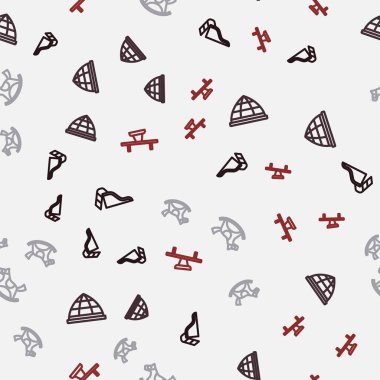 Çizgi kaydırağı çocuk parkı, oyun parkı tırmanma ekipmanları, at eyeri salıncağını ve tahterevalliyi pürüzsüz şablona ayarla. Vektör