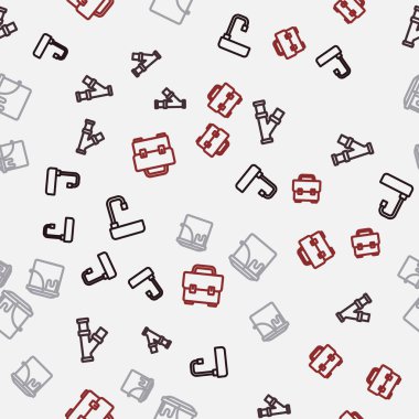 Çamaşır leğeni, endüstriyel metalik boru, boya kovası ve alet çantası kusursuz desenli. Vektör