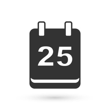 Gri Noel takvimi simgesi beyaz arkaplanda izole edildi. Olay hatırlatma sembolü. Mutlu Noeller ve mutlu yıllar. Vektör