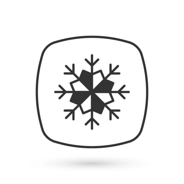 Γκρι Εικονίδιο Νιφάδας Χιονιού Απομονωμένο Λευκό Φόντο Καλά Χριστούγεννα Και — Διανυσματικό Αρχείο