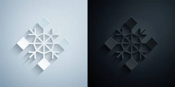 Χαρτί Έκοψε Εικονίδιο Snowflake Απομονωμένο Γκρι Και Μαύρο Φόντο Καλά — Διανυσματικό Αρχείο