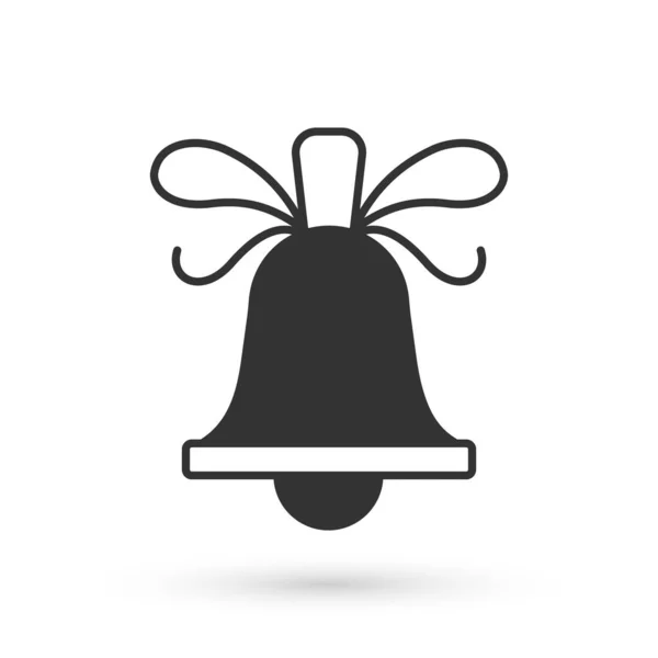 Grey Merry Christmas Timbre Campana Icono Aislado Sobre Fondo Blanco — Vector de stock