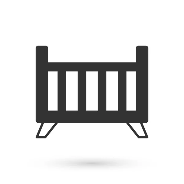 Cuna Gris Cuna Icono Cama Aislado Sobre Fondo Blanco Vector — Archivo Imágenes Vectoriales