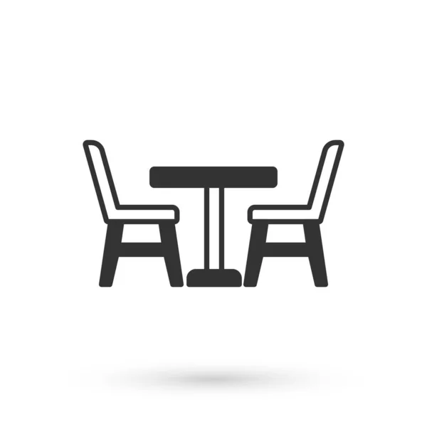 Table Bois Gris Avec Icône Chaise Isolée Sur Fond Blanc — Image vectorielle