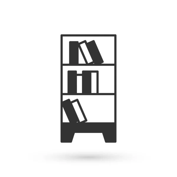 Grijze Bibliotheek Boekenplank Pictogram Geïsoleerd Witte Achtergrond Vector — Stockvector