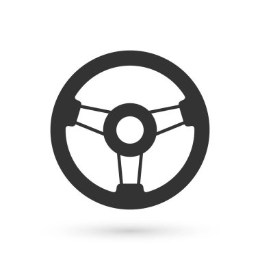 Gri yarış simülatörü kokpit ikonu beyaz arka planda izole edildi. Oyun aksesuarı. Simülasyon oyunu için Gadget. Vektör