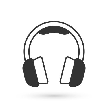 Beyaz arka planda gri kulaklık simgesi izole edildi. Kulaklıklar. Müzik, hizmet, iletişim ve operatör konsepti. Vektör