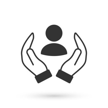 Gri Hayat Sigortası ikonu beyaz arka planda izole edilmiş. Güvenlik, güvenlik, koruma, konsept koruma. Vektör